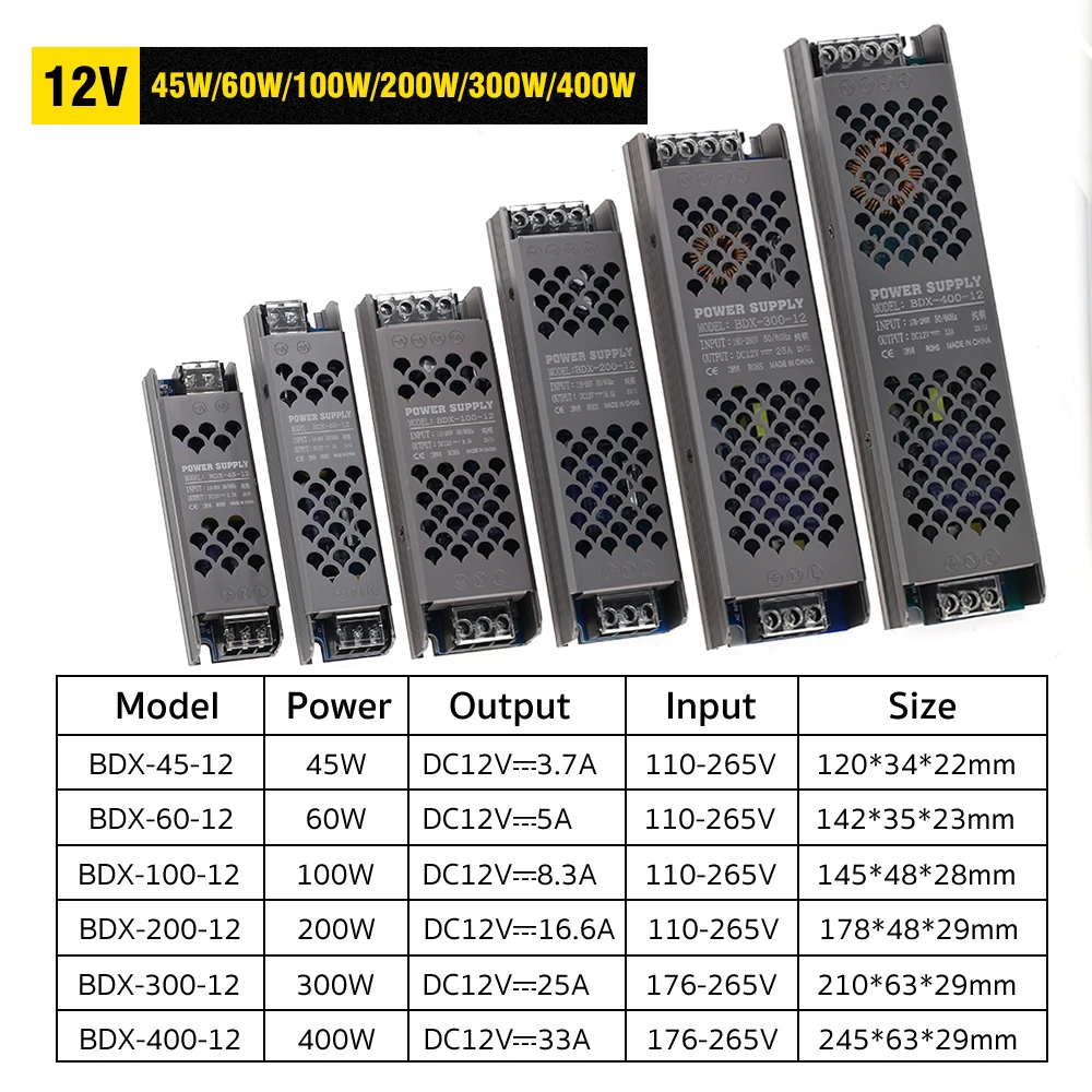 รูปสินค้า แหล่งจ่ายไฟ AC-DC เสถียร เงียบ แรงดันคงที่ 12V/24V/48V