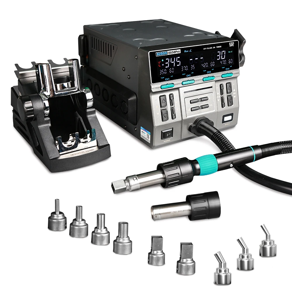 SUGON 8650PRO Hot Air Rework Station, 1300W SMD Welding Curve Mode Welding Desoldering Repair Tools