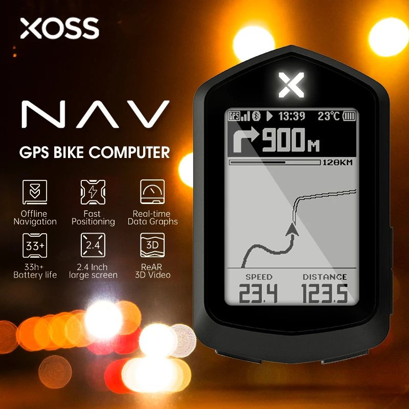 Xoss nav gps bicicleta computador sem fio ciclismo velocímetro mapa