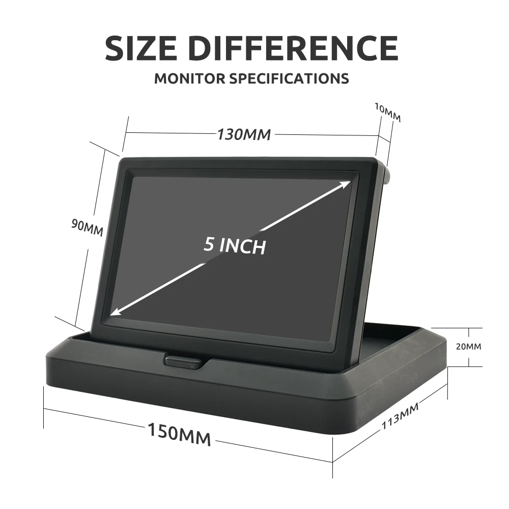 Car Parking Monitor Car Display Monitor Display KTYDKP Car Folding Monitor Screen 2 Way Video Input Vehicle Rear View Camera Parking Backup Reverse 5 Inch TFT Display car display,monitor display,car parking monitor