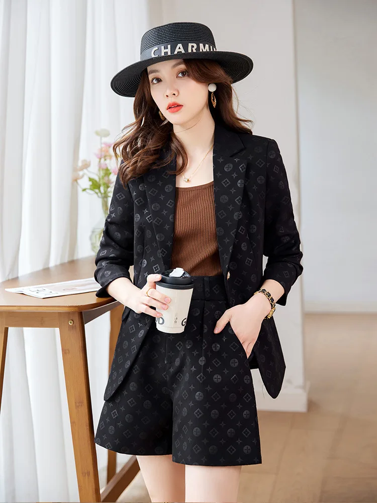 Fashion Temperament Professional Suits Women 2024 Spring Summer New Formal Long Sleeve Blazer And Pants&Shorts Sets Work Wear