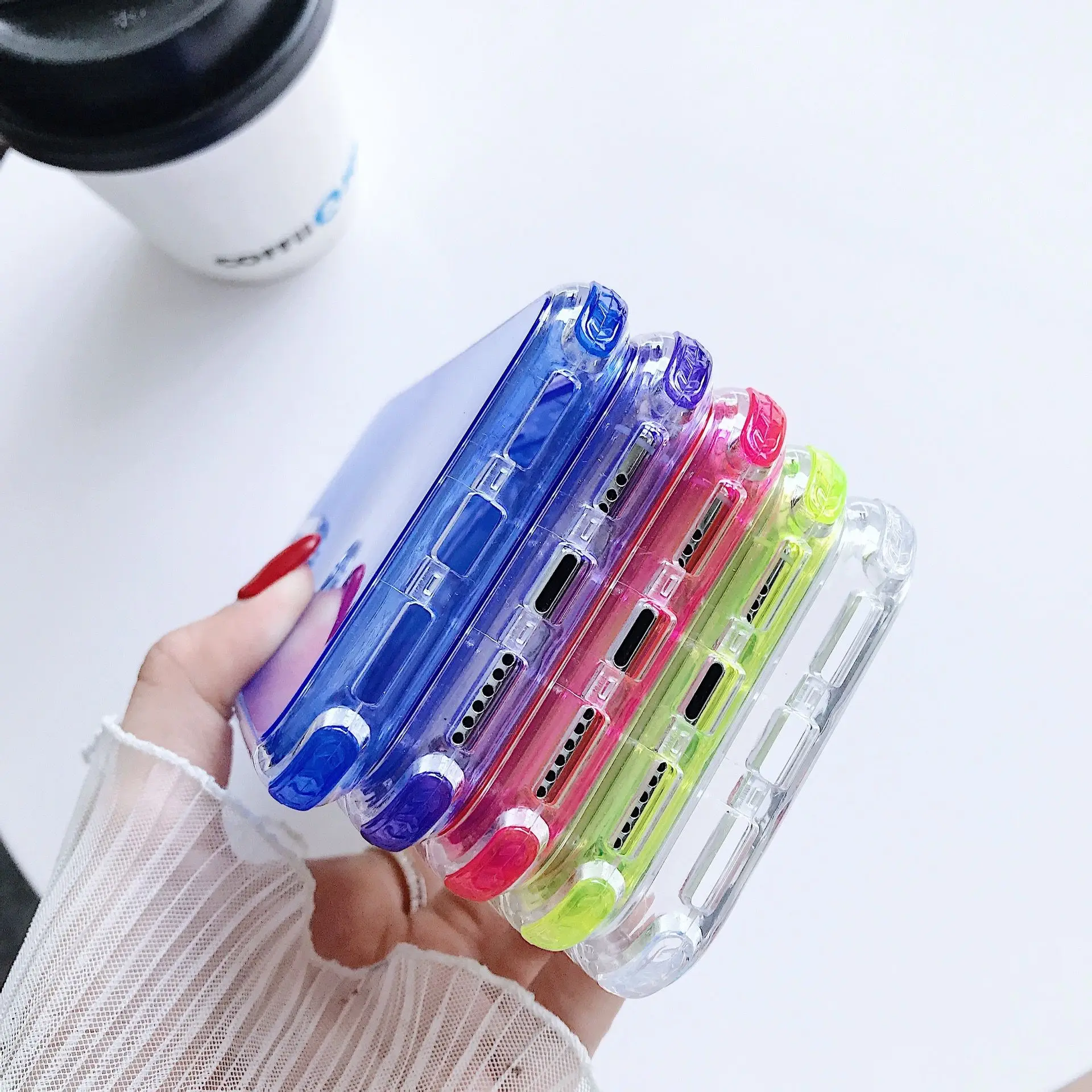 Transparent Candy Color Military Shockproof Phone Case - 3-in-1 Design