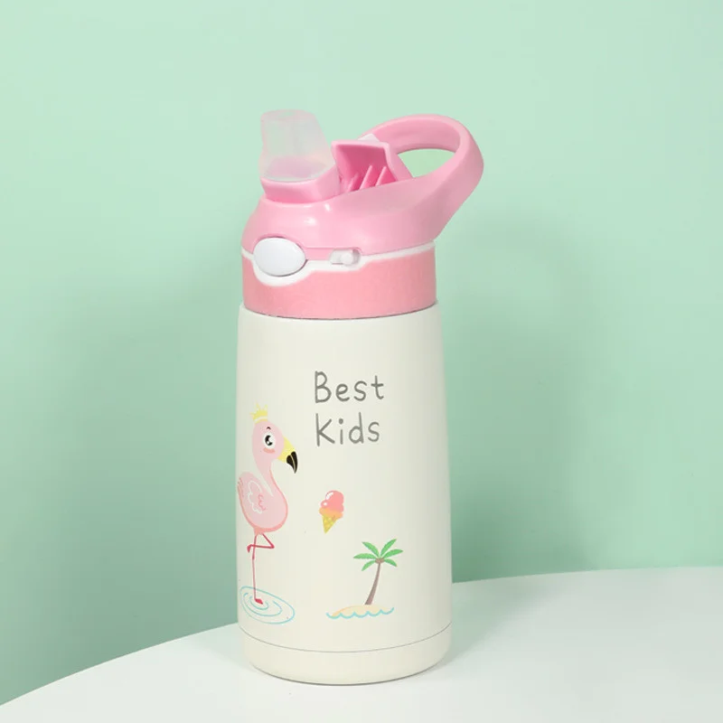 400ML Children Thermos Water Bottle Kids Thermos Mug Baby Duck Billed Straw  316 Stainless Steel Vacuum Flasks Tumbler Thermo Cup Capacity: 400ML,  Color: Pink