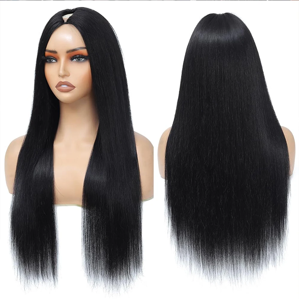 Cheap V Part Half Wig Human Hair 36 inches 250 Density Remy Human Hair Wigs Bone Straight Glueless Wig Human Hair Redy To Wear