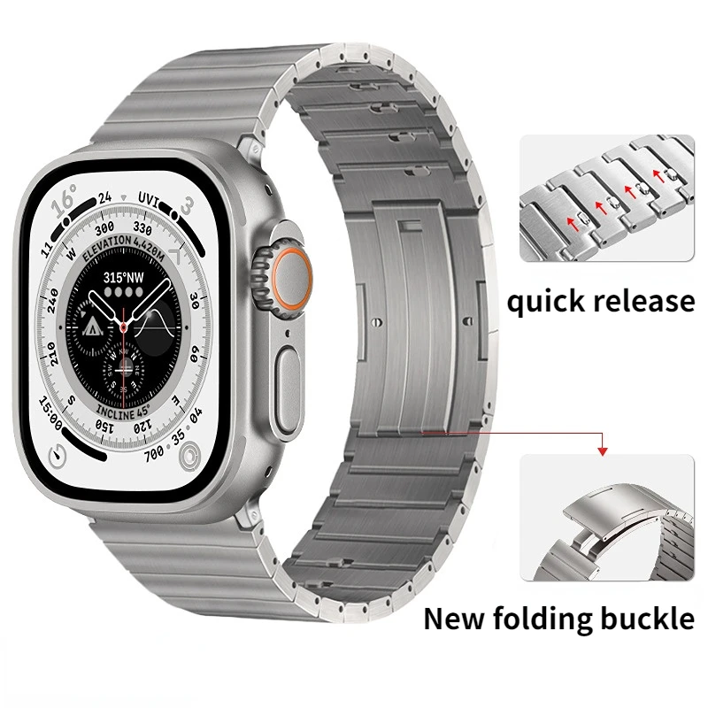 Titanium Strap For Apple Watch Ultra 49mm 45mm 44mm 41mm 42mm 40mm Lightweight Convenient Bracelet band iWatch 8 7 6 5 4 3 SE