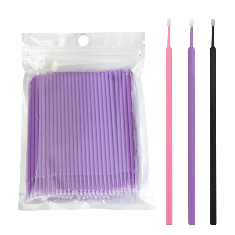 100 Pcs Disposable Micro Brush Mascara Wands Applicator Lash Removing