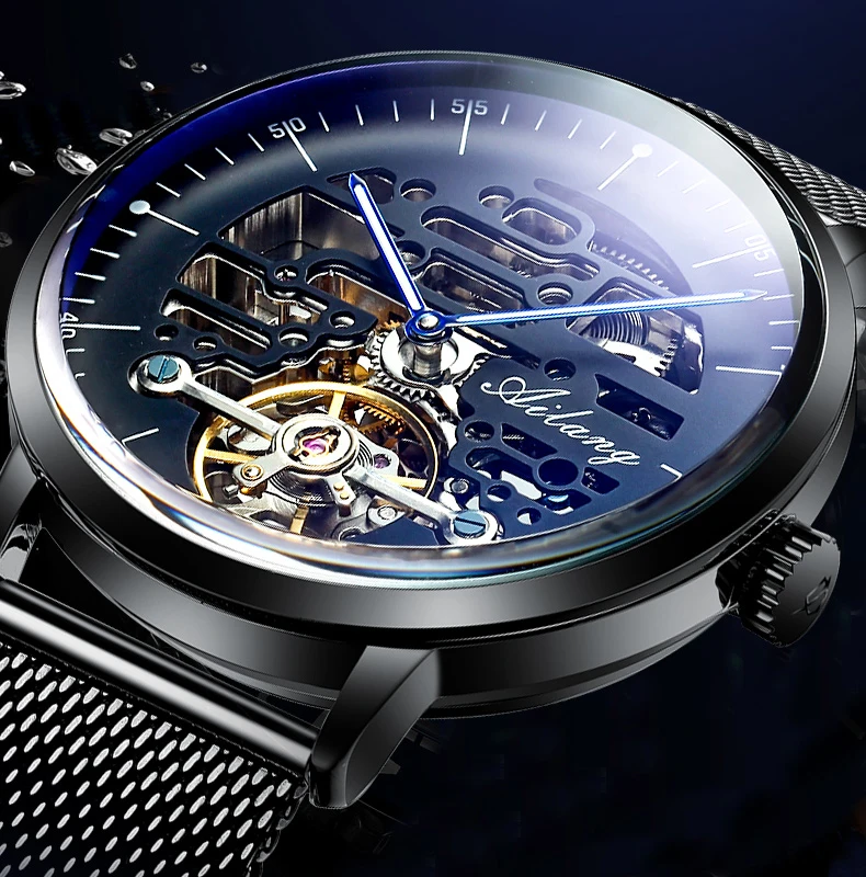 AILANG Nuovo di zecca, orologio meccanico alla moda per uomo, cinturino in pelle, impermeabile, luminoso, automatico, tourbillon_voghion.com