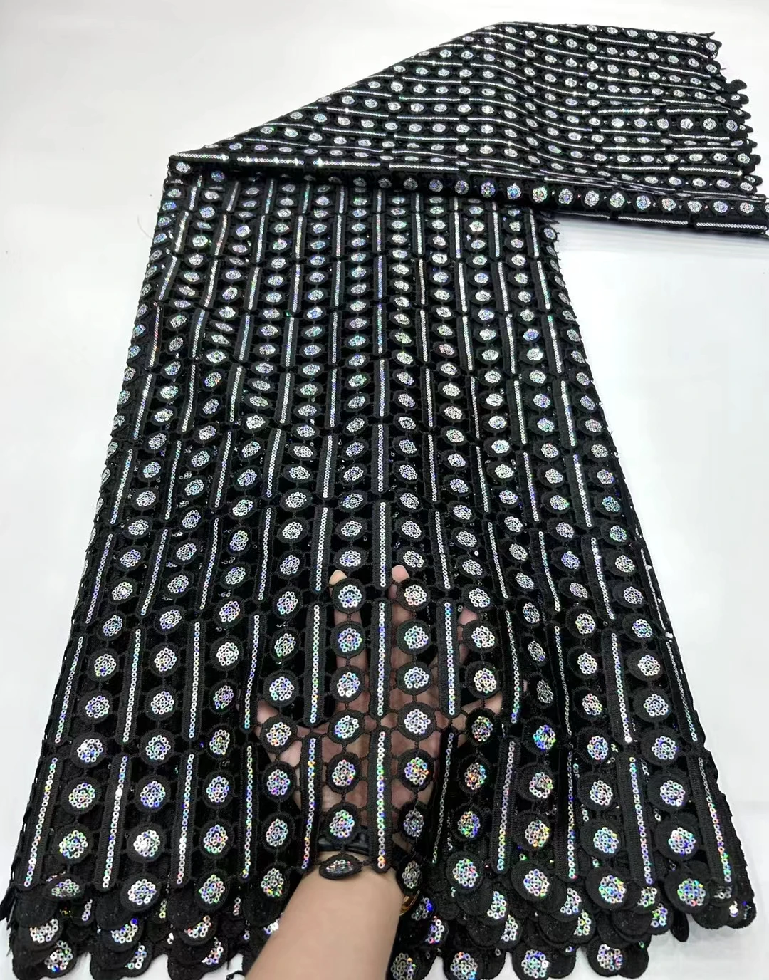 

Новинка 2023, черная африканская кружевная шнуровка, нигерийское гипюровое кружевное полотно для юбки, KHD23180