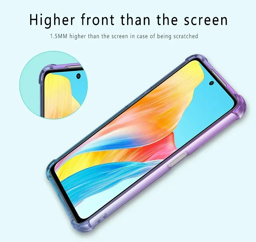 Gradient Airbag TPU Case for OPPO A79 5G A38 A18 A98 A78 A17K A57S A77 A96 A76 A16K A54S Protective Cover Shockproof Funda Coque