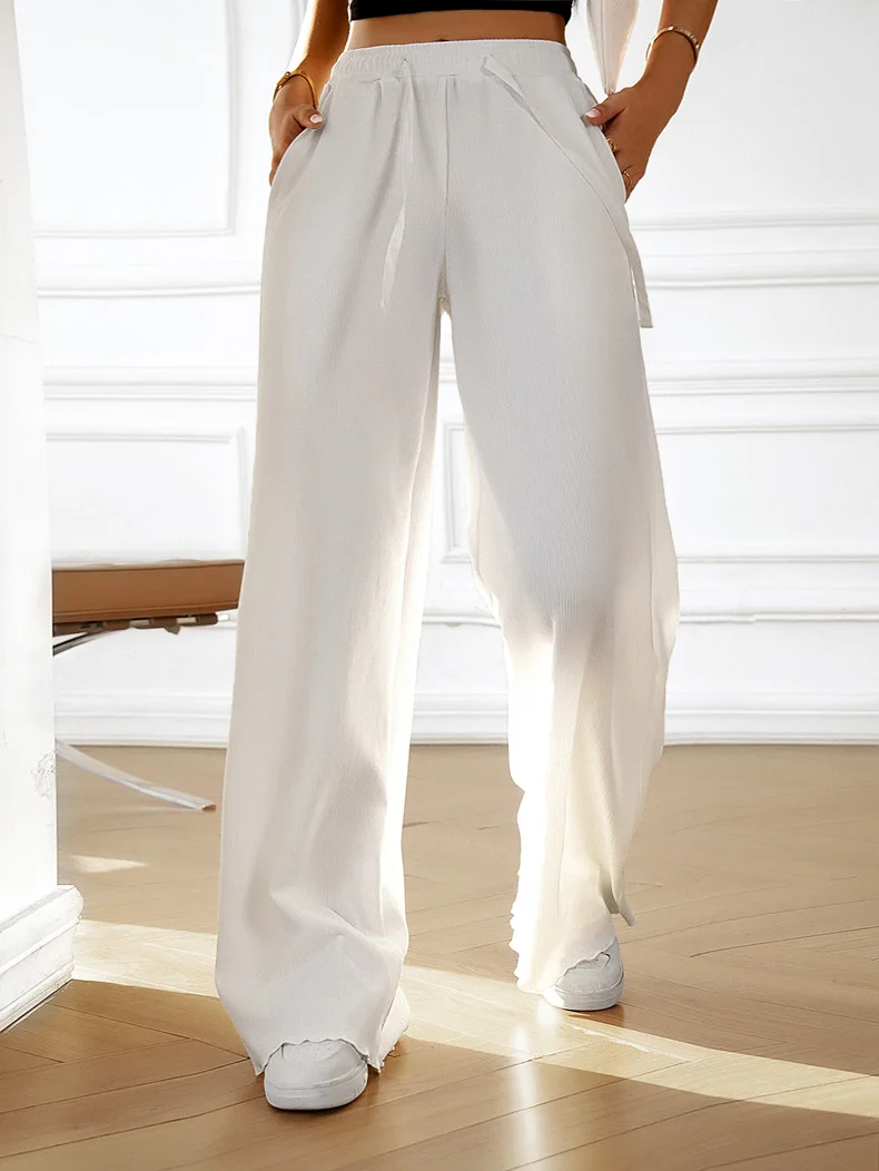 Loose Casual Solid Color Wide-leg Pants