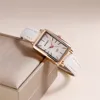 fashion rectangle dial quartz women leather watch 3