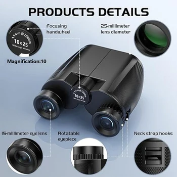 12X25 Binoculars - High Power, Waterproof, Compact Binoculars for Adults & Kids, Low Light Vision for Bird Watching, Hunting 4