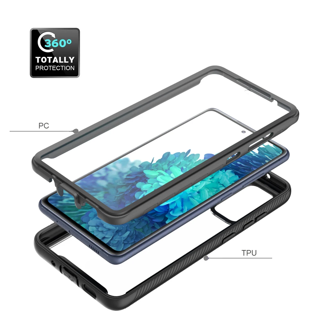 Rugged Shockproof Clear Case with Built-in Screen Protector for Samsung Galaxy S20 FE 5G