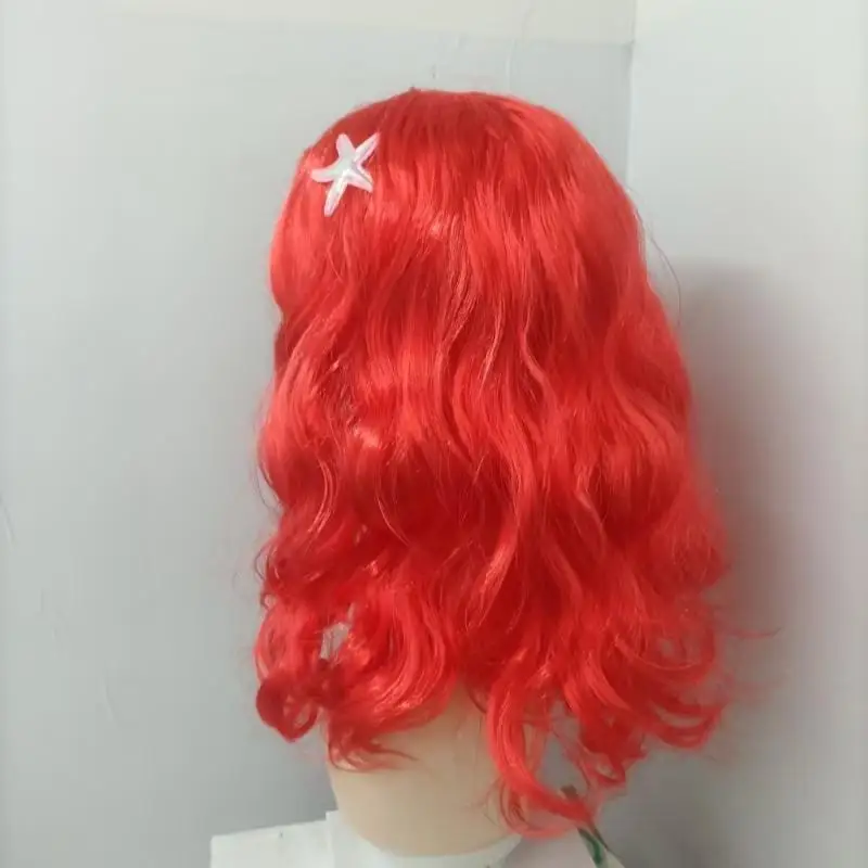 Mermaid Ariel Children's Cosplay Wig Red Hair Wavy Long Curly Wig Christmas Birthday Party Cosplay Headdress Costume Accessories anime hair accessories,anime ear clips