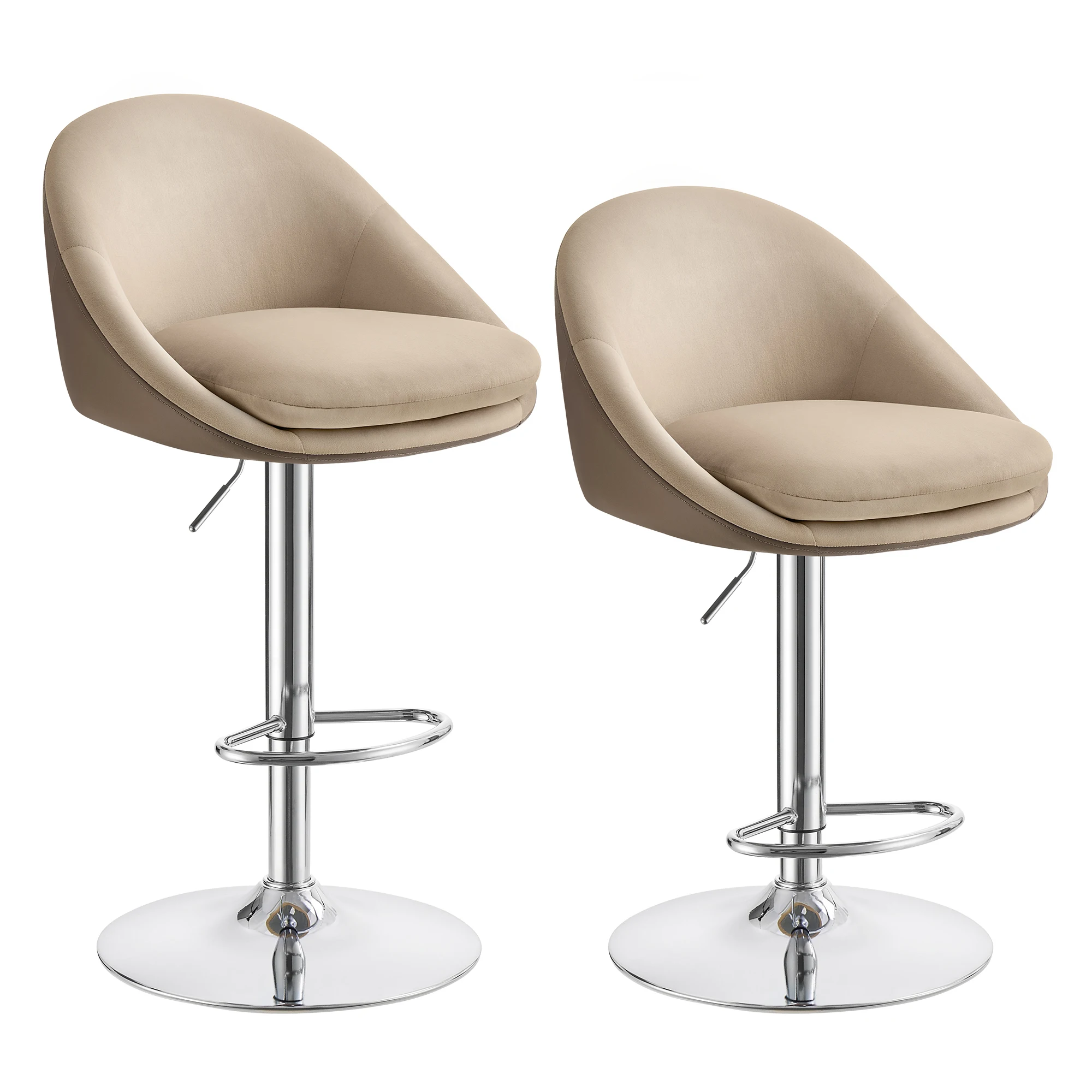 Set van 2 Gianna barkruk beige basel, gasveer beige
