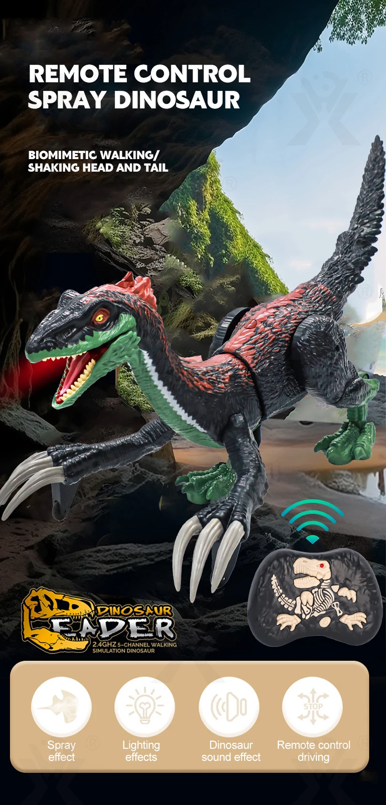Jouet Télécommandé Dinosaure Velociraptor