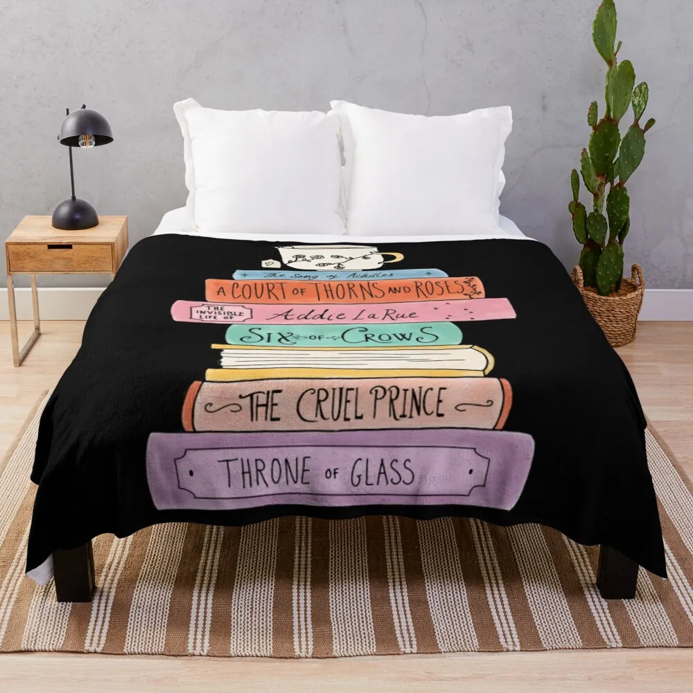 

YA fantasy book stack Throw Blanket Weighted fluffy Sofa Throw funny gift Blankets