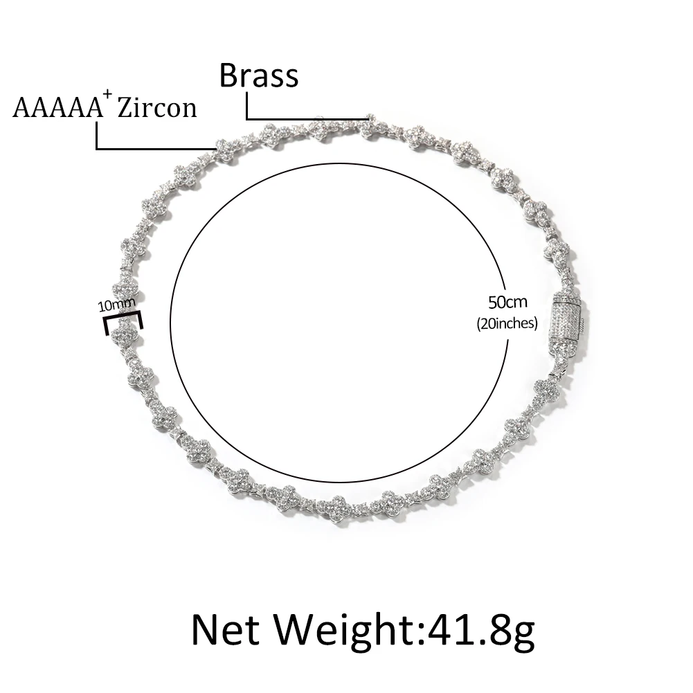 THE BLING KING 10mm Cross Link Chain Necklace Prong Setting 5A Cubic Zirconia Choker HipHop Fashion Jewelry For Party Gift