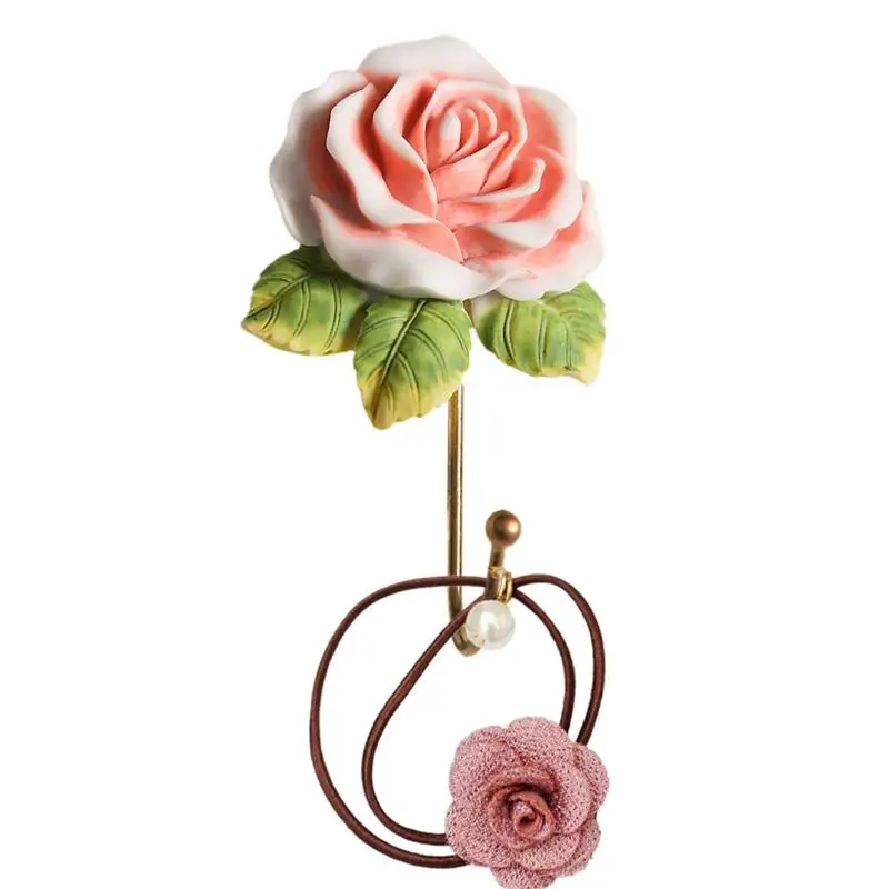 

Настенные крючки в виде Розы, креативные настенные крючки с цветами для подвесок, пальто, шляпы, ключей, настенные украшения для комнаты