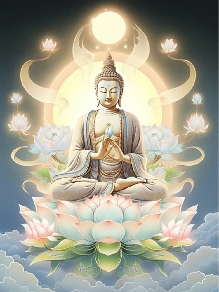 Buddha 5D Diamond Painting Kit Completo Drill,Grandi Pittura Diamante per Adulti,5d Fai da Te Diamond Art Painting Kit,Diamond Painting Bambini