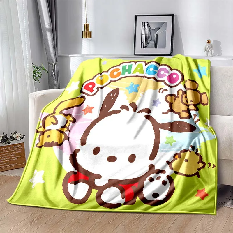 

6 Sizes Warm Soft Sanrio Pochacco Custom Blanket Fluffy Children and Adults Sofa Plush Bedspread Throw Blanket for Sofa Bed