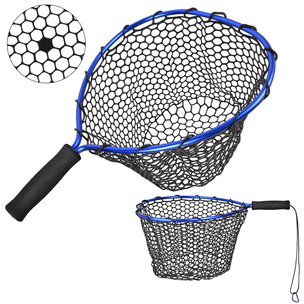 Rubber Mesh Fly Fishing Landing Net with Eva Handle Tangle-Free Catch and  Release Net Freshwater Trout Net for Kayak Fishing - AliExpress