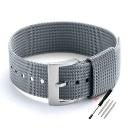 Braided Nylon Watch Strap - Universal Replacement Bracelet for Military and Sport, Men and Women (Gray)