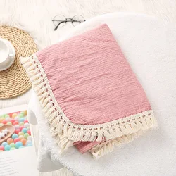 Adorable Bear Muslin Cotton Baby Blanket - Soft Plaid Infant Swaddle - 80X65cm (Dark pink)
