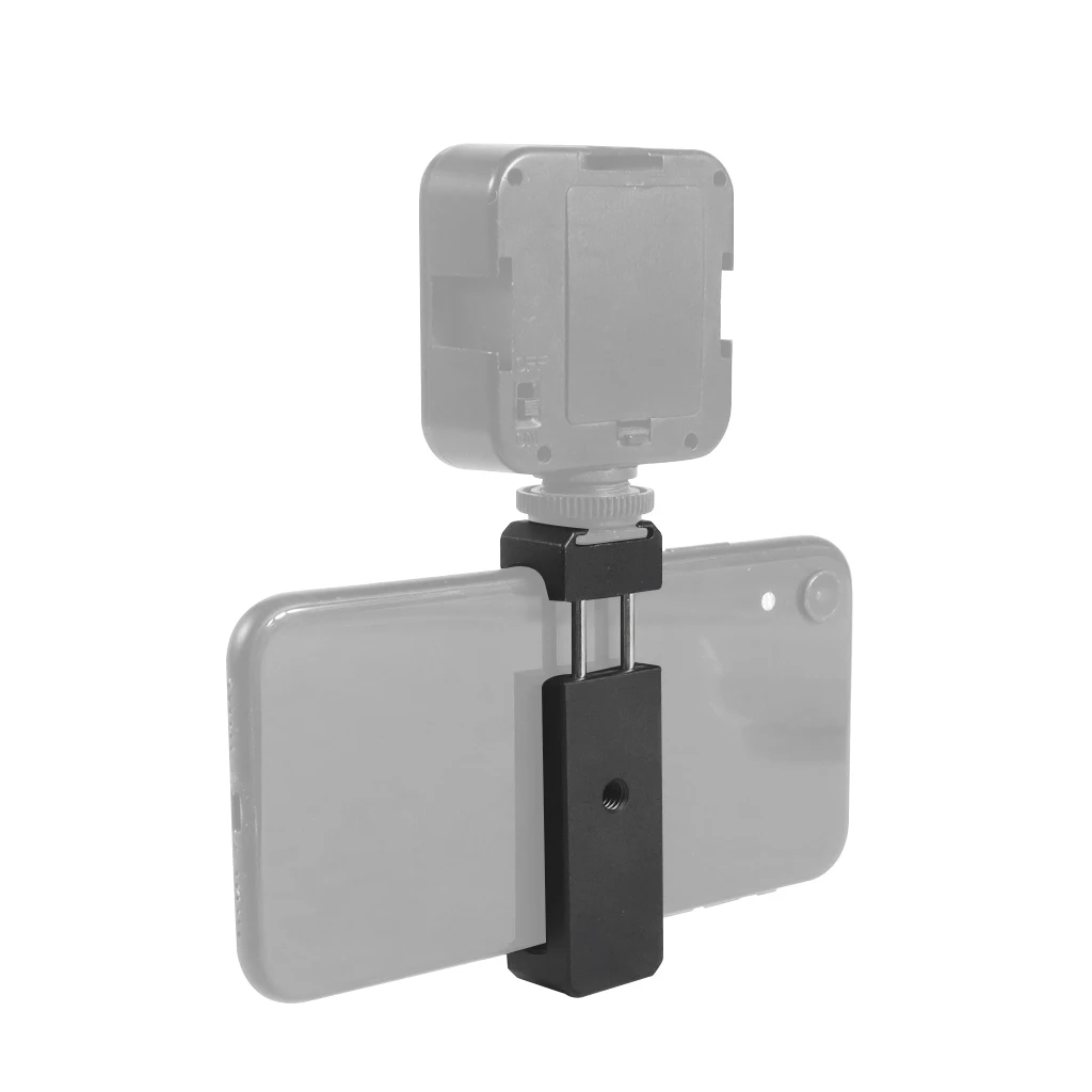 Aluminum Mobile Phone Holder Clip Tripod Mount Clamp w/ Hot Shoe Handle