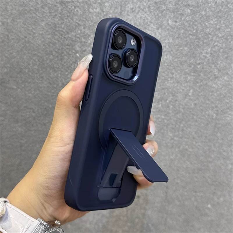 Matte Translucent Magnetic Folding Stand Holder Case with Wireless Charging Cover