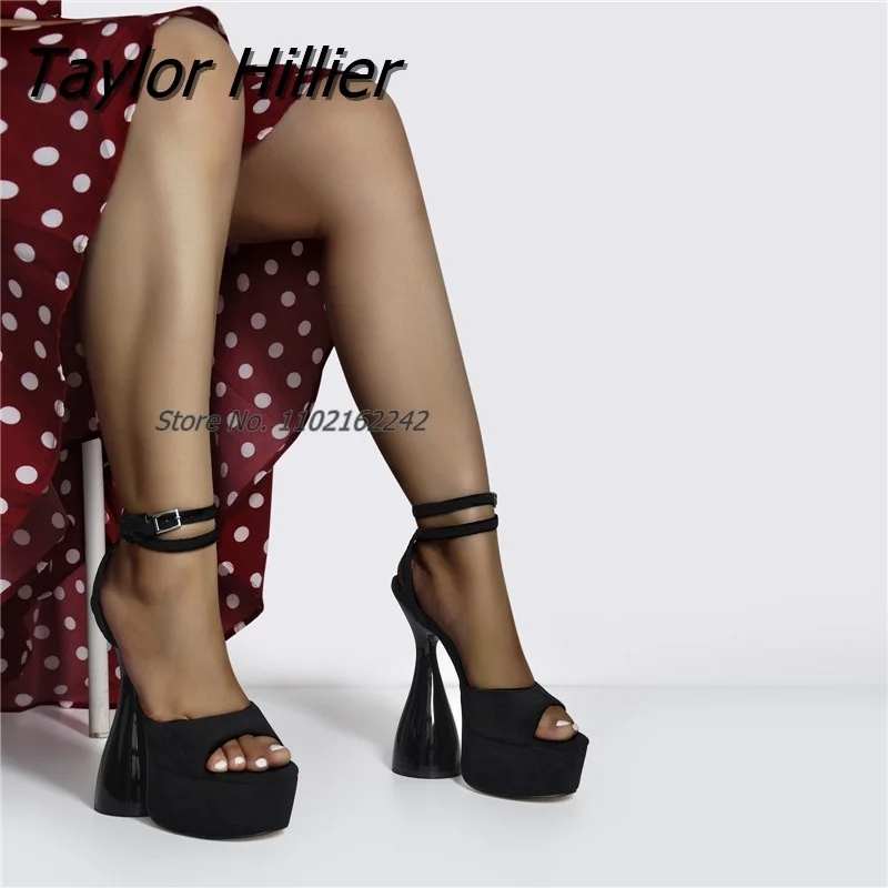 

Brand Design Shaped Heel Sandals Women'S Super High Heel Open Toe Buckle Strap High Heels Fashion Nightclub Party Women'S Shoes