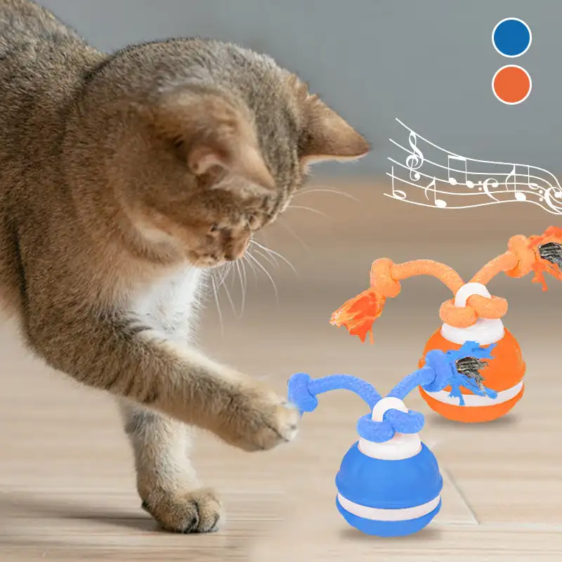 Interactive Rolling Cat Ball Electronic Interactive Pet Toy USB Rechargeable Moving Ball Automatic Moving Toy With Bird Sounds