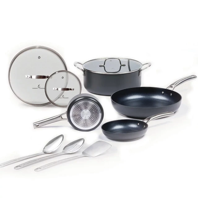 Emeril Lagasse Forever Pans, 10 Piece Cookware Set with Lids and Utensils,  Hard Anodized Nonstick Pans Pots and Pans Set - AliExpress