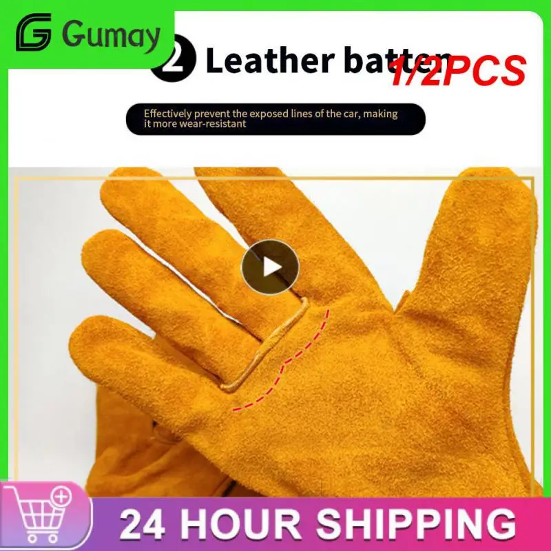 

1/2PCS HOTFireproof Durable Cow Leather Welder Gloves Wear-resistant Anti-Heat Work Safety Gloves For Welding Metal Hand Tools