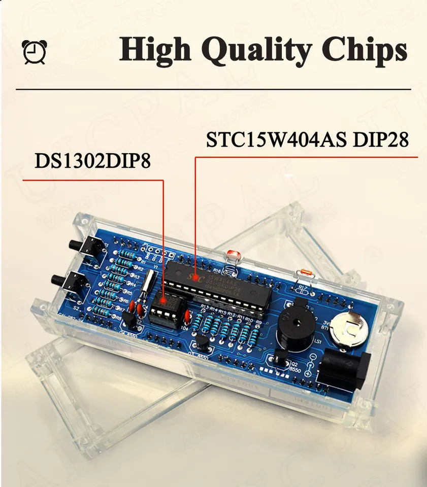 Kit Orologio Digitale LED 4 Bit Fai-da-Te – PCB Con Saldatura, Sveglia E Cronometro, Per Apprendimento Elettronica E Progetti Scolastici