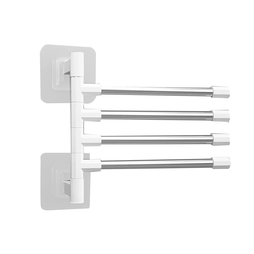 Bathroom Towel Rack Rotatable Towel Holder Space Aluminum Towel Hanger Kitchen Shelf Paper Hanging Wall Mounted 4 Bar