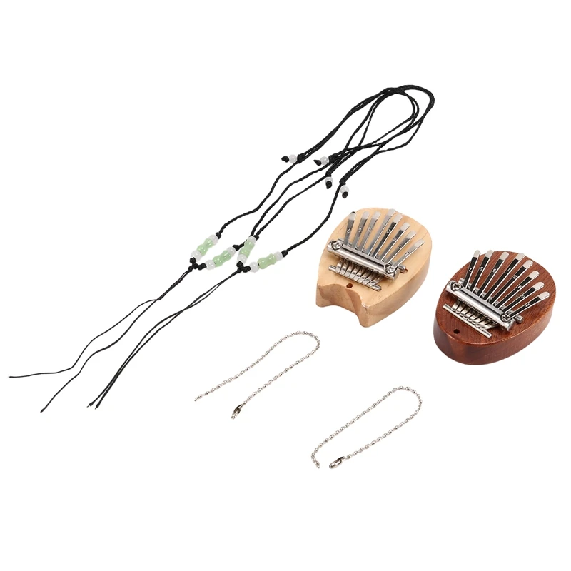 2 Confezioni Kalimba 8 Tasti Thumb Pianoforti Mini Kalimba Portable Wood Finger Thumb Pianoforte Ciondolo Strumento Musicale Regalo