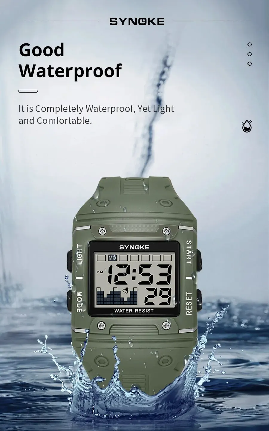 S76c496885f4e468f9e62227c7d42e793Q Digital Watch Men Sports Electronic Watch Waterproof Night Glow Large Screen Square Student Watch Outdoor Running Camping Mallzona