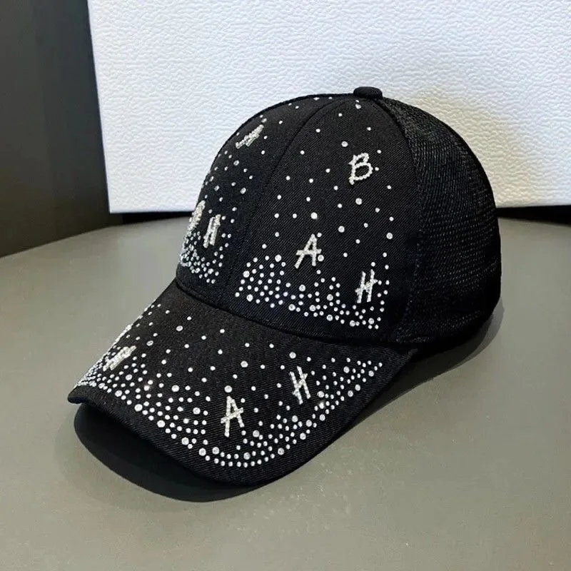 Summer Style Mesh Letter Women Diamond Baseball Cap Girls Snap