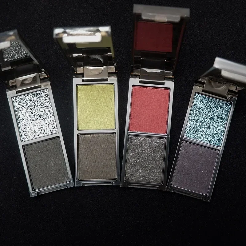2-color Matte Black Eye Shadow Palette Dark Red Silvery Color Shimmer Matte Smoked Eye Shadow Highlighter Makeup Pigment New