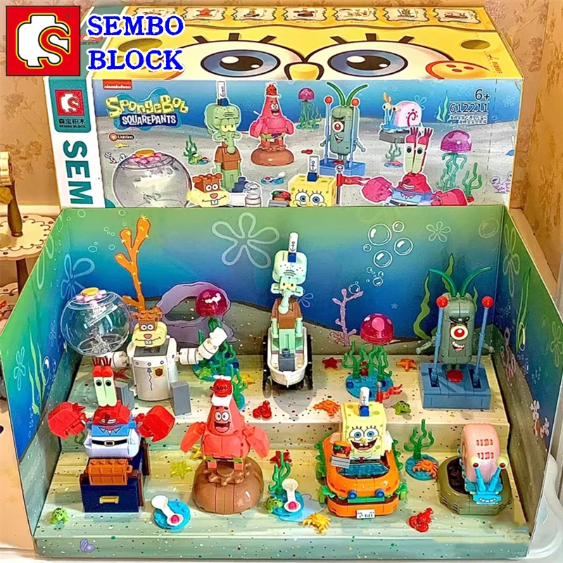 Sembo-spongebobスクエアパンツパトリックスタービルディングブロック 