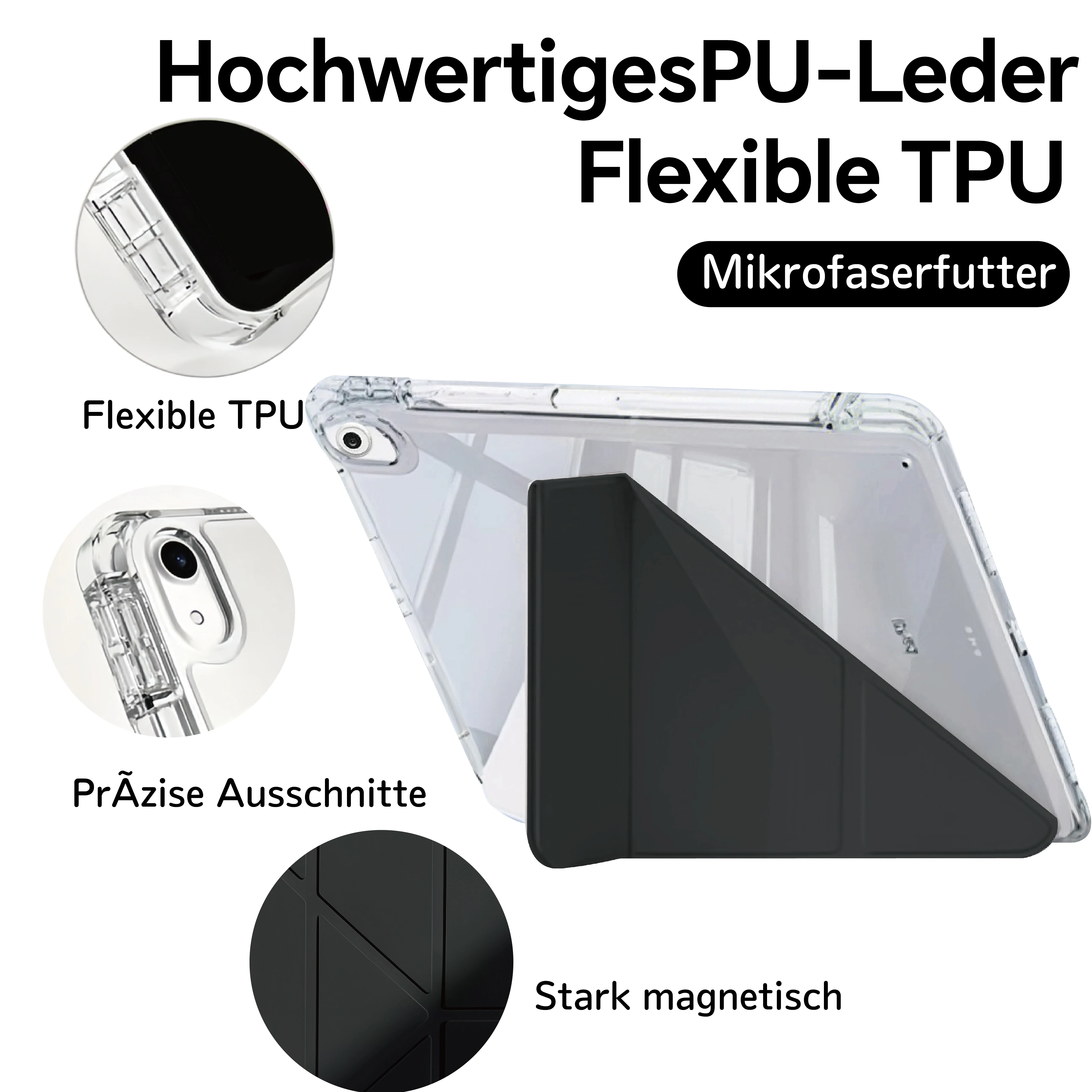 Slim Stylish Y-Shaped Stand Case with Pencil Holder for 8.3 Tablets, Multi-Angle Folding Design