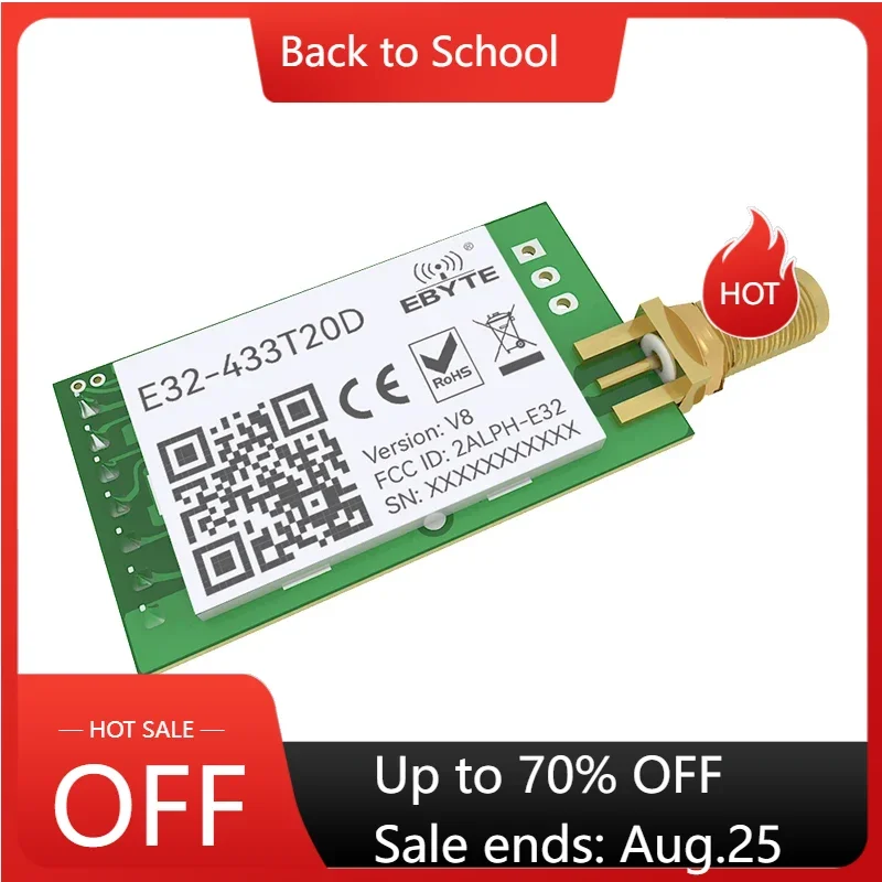 Wireless Module LoRA 433MHz UART RF Module 433MHz 20dBm 3km CDSENET E32-433T20D Wireless Transceiver Transmitter Receiver SMA-K Antenna