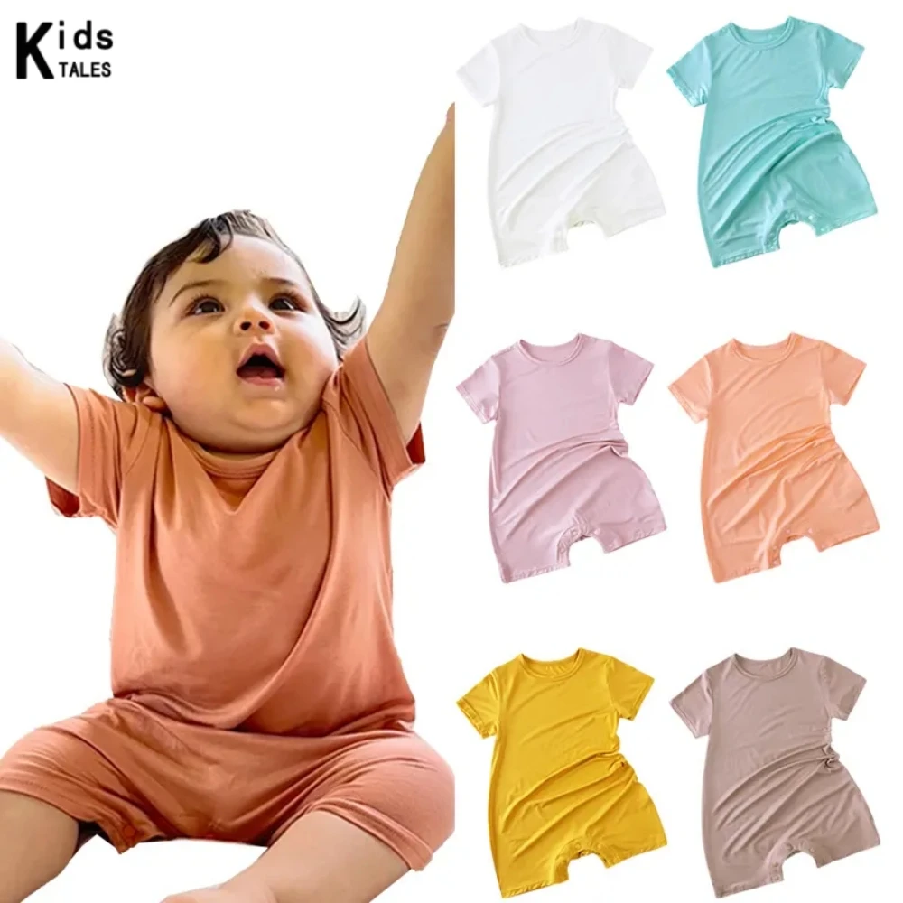2025 Summer Cute Newborn Baby Clothes Infant Romper Soild Modal Onesie Soft Jumpsuit Toddler Boy Girl Romper Casual Pajamas
