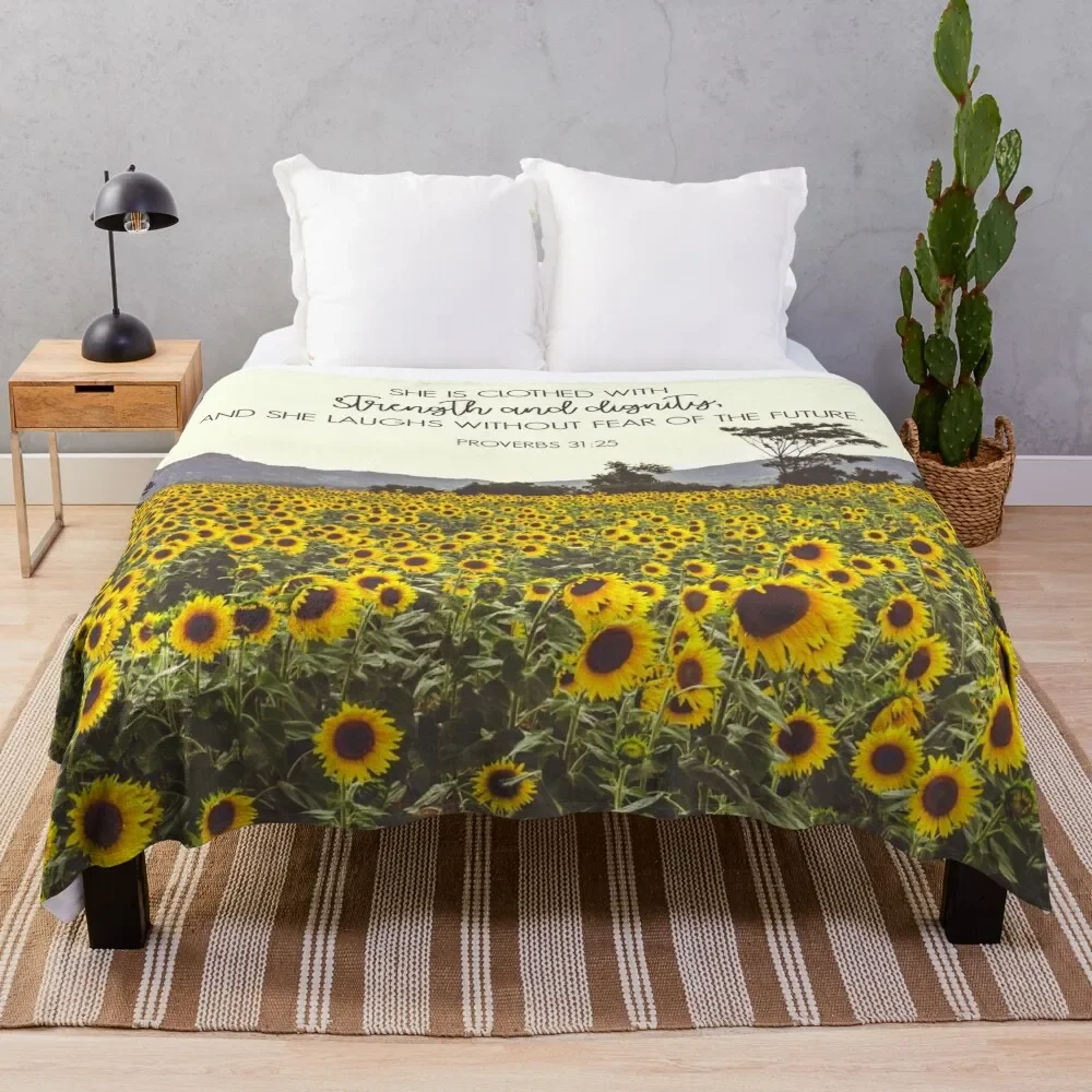 

Proverbs and Sunflowers Throw Blanket Flannels Plaid For Decorative Sofa Beach warm winter Blankets