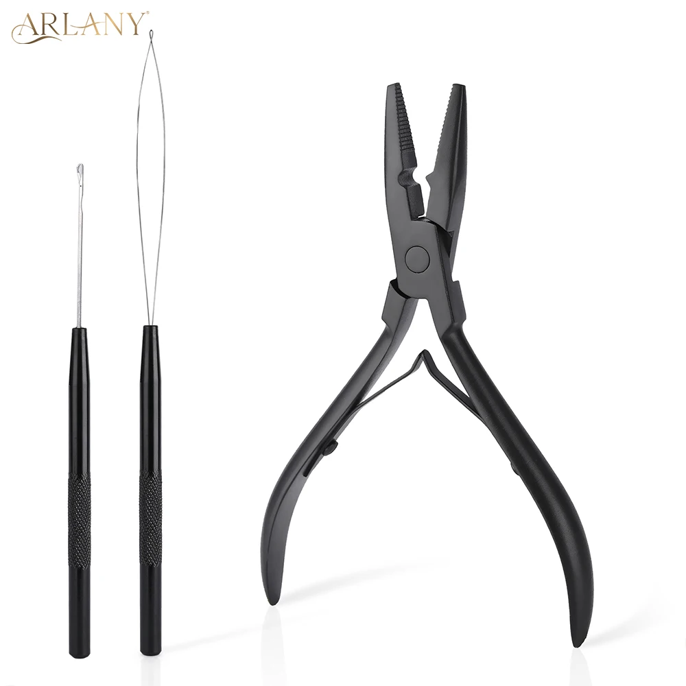 ARLANY Hair Extension Pliers Kit Microlink Pliers for Beads Rings Hair Extension Needle Loop Threader Pulling Hook Tool