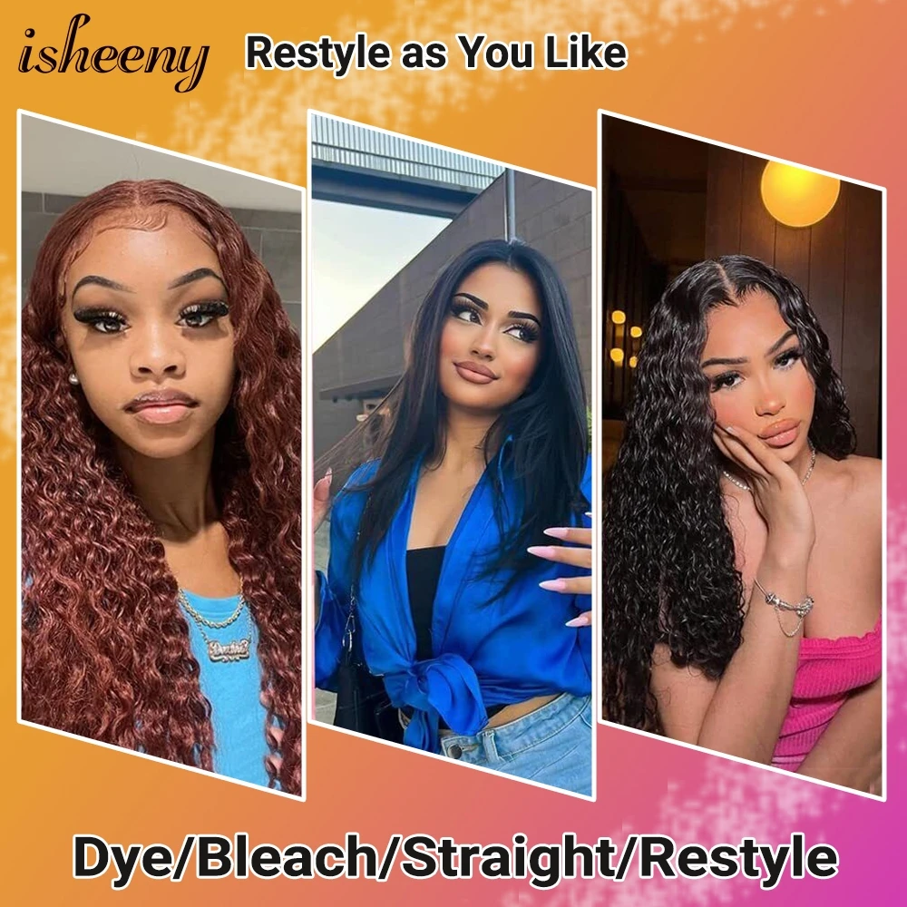 isheeny Loose Deep Wave Human Hair Bundles No Sewing Brazilian Virgin Human Hair Natural Black Color 1B 100G 8"-30" Bulk