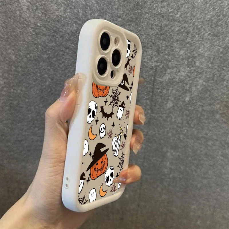Halloween Pumpkin Ghost Silicone Phone Case - Soft, Durable, and Festive Design