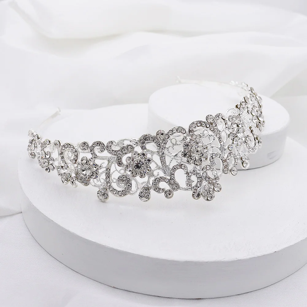 Dame Freiheit Tiara Cosplay Party Krone Silber und Gold funkelnden Strass Hochzeit Krone Braut Kopfschmuck Kleid Accessoires – Detail 8
