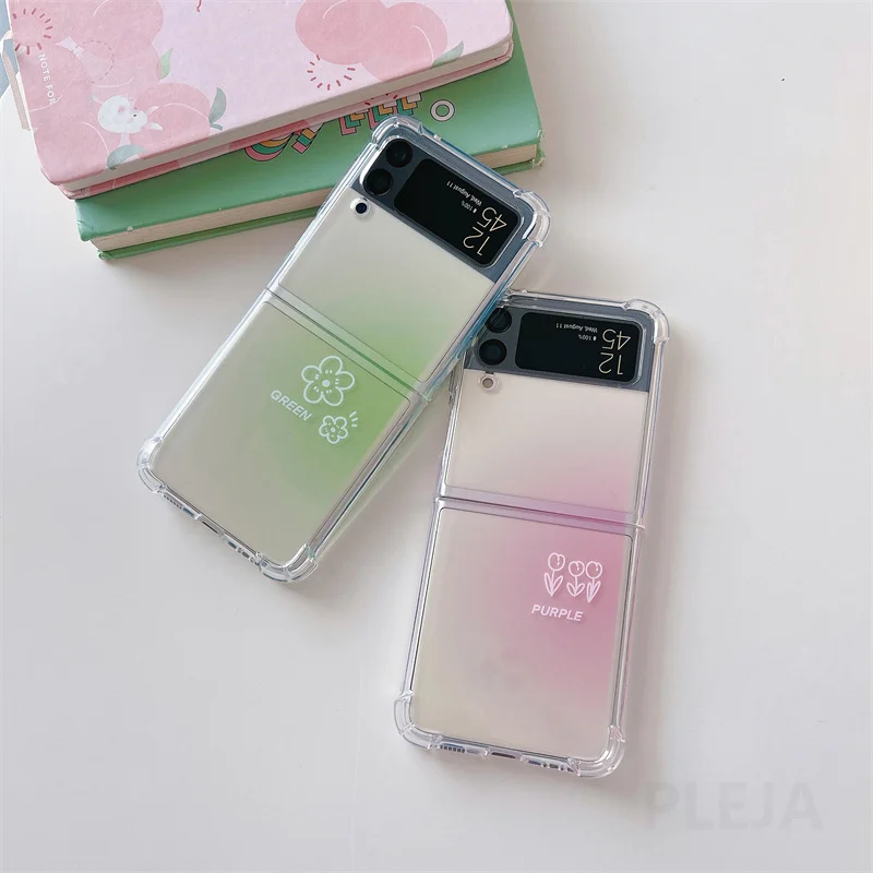 Flower Butterfly Design Cute Phone Case: PC Cover for Galaxy Z Flip 3/4  Clamshell